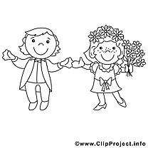 Couple marié clip art – Mariage image à colorier