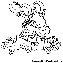 Voiture clipart – Mariage dessins à colorier