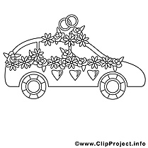 Voiture illustration – Mariage à colorier