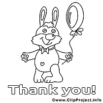 Ballon lapin illustration – Merci à colorier