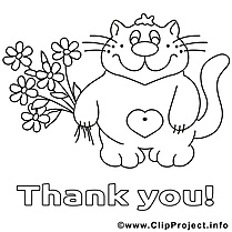 Chat illustration – Coloriage merci cliparts