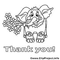 Éléphant clipart gratuit – Merci à colorier