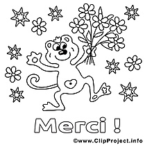 Singe dessin – Coloriage merci à télécharger