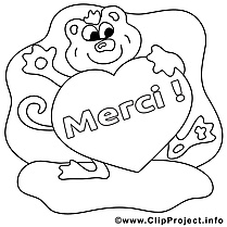 Singe image gratuite – Merci à colorier