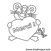 Souris dessin – Coloriage merci à télécharger