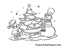 Bonhomme de neige clipart gratuit – Noël à colorier