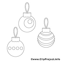 Boules clip art gratuit – Noël à colorier