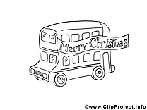 Bus clipart gratuit – Noël à colorier