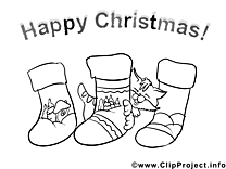 Chaussettes images gratuites – Noël à colorier