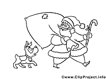 Chien sac illustration – Noël à imprimer