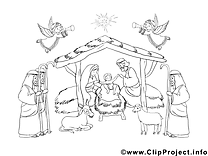 Crêche clipart – Noël dessins à colorier