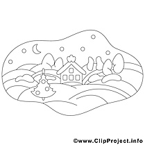 Maison hiver clipart gratuit – Noël à colorier