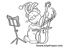 Musique lapin dessin à télécharger – Noël à colorier