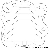 Nuit sapin image à télécharger – Noël à colorier