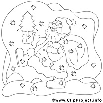 Père noël dessin – Coloriage nuit à télécharger