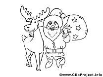 Renne clipart – Noël dessins à colorier