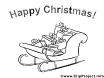 Traîneau clip art – Noël image à colorier