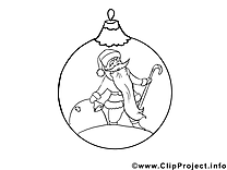 Boule père noël clipart gratuit – Nouvel an à colorier