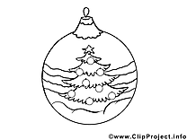 Boule sapin clip art gratuit – Nouvel an à imprimer