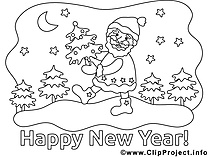 Nuit père noël image – Coloriage nouvel an illustration