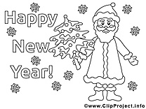 Père noël clipart – Nouvel an dessins à colorier