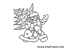Père noël  dessin à télécharger – Sapin à colorier
