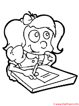 La fille lit coloriage