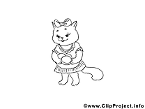 Chat dessin – Coloriage pâques à télécharger