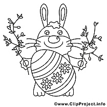 Coloriage lapin pâques image à télécharger