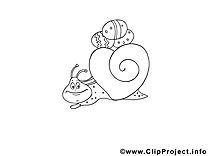 Escargot image – Coloriage pâques illustration