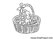 Panier clipart gratuit – Pâques à colorier