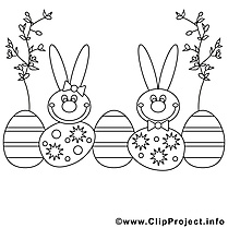 Saule clipart gratuit – Pâques à colorier