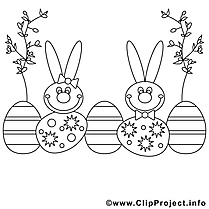 Saule clipart gratuit – Pâques à colorier