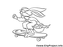 Skateboard clipart gratuit – Pâques à colorier