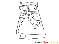 Chat lit clipart gratuit – Cartoons à colorier