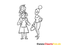 Famille clip art – Gens image à colorier