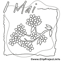 Lilas clipart gratuit – Premier mai à colorier