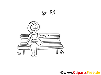 Banc femme illustration – Printemps à imprimer