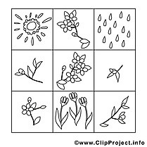 Clipart fleurs – Printemps dessins à colorier