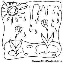 Soleil clip art gratuit – Printemps à colorier