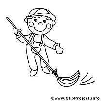 Balayeur clip art gratuit – Métiers à colorier