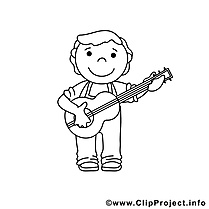 Guitariste illustration – Coloriage métiers cliparts