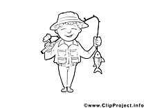 Pêcheur image – Coloriage métiers illustration