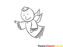 Ange clipart gratuit – Baptême à colorier