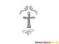Croix clip art gratuit – Baptême à colorier