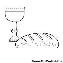 Pain vin image – Coloriage communion illustration