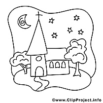 Église clipart gratuit – Confirmation à colorier