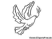 Clipart gratuit colombe – Pentecôte à colorier
