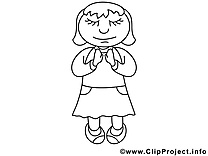 Femme clip art gratuit – Prière à colorier