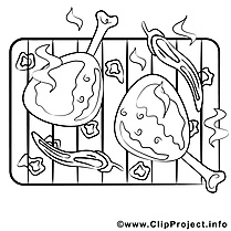 Viande grillée clipart – Cuisine dessins à colorier